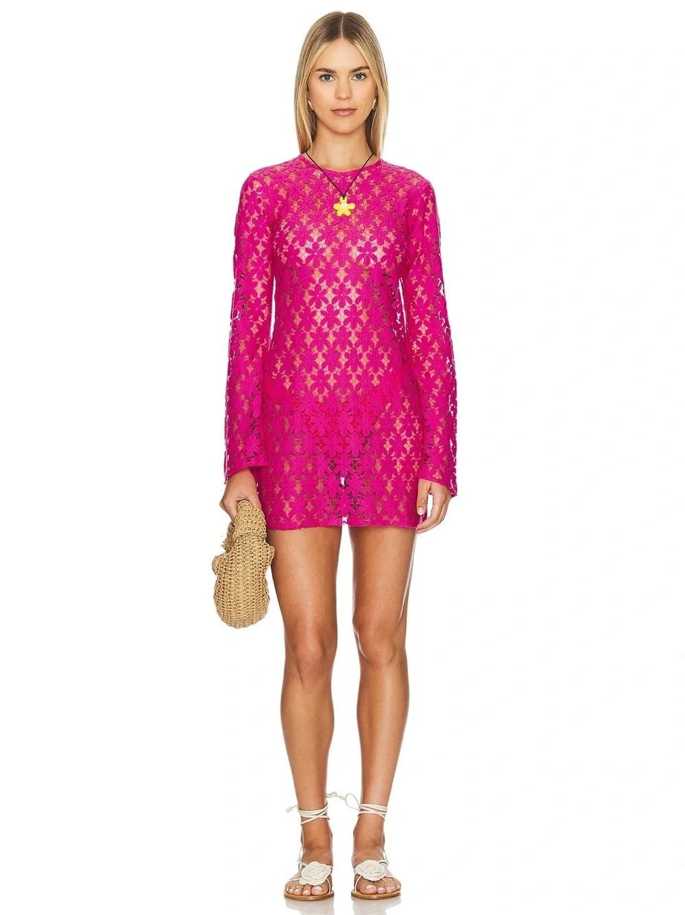 Beach Riot Women's Goldie Dress in Bright Fuchsia Size Medium *Flaw